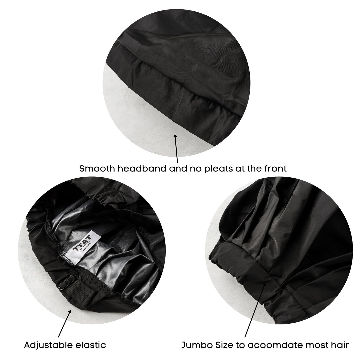 TTAT Shower Cap Extra Large Unisex  - Black