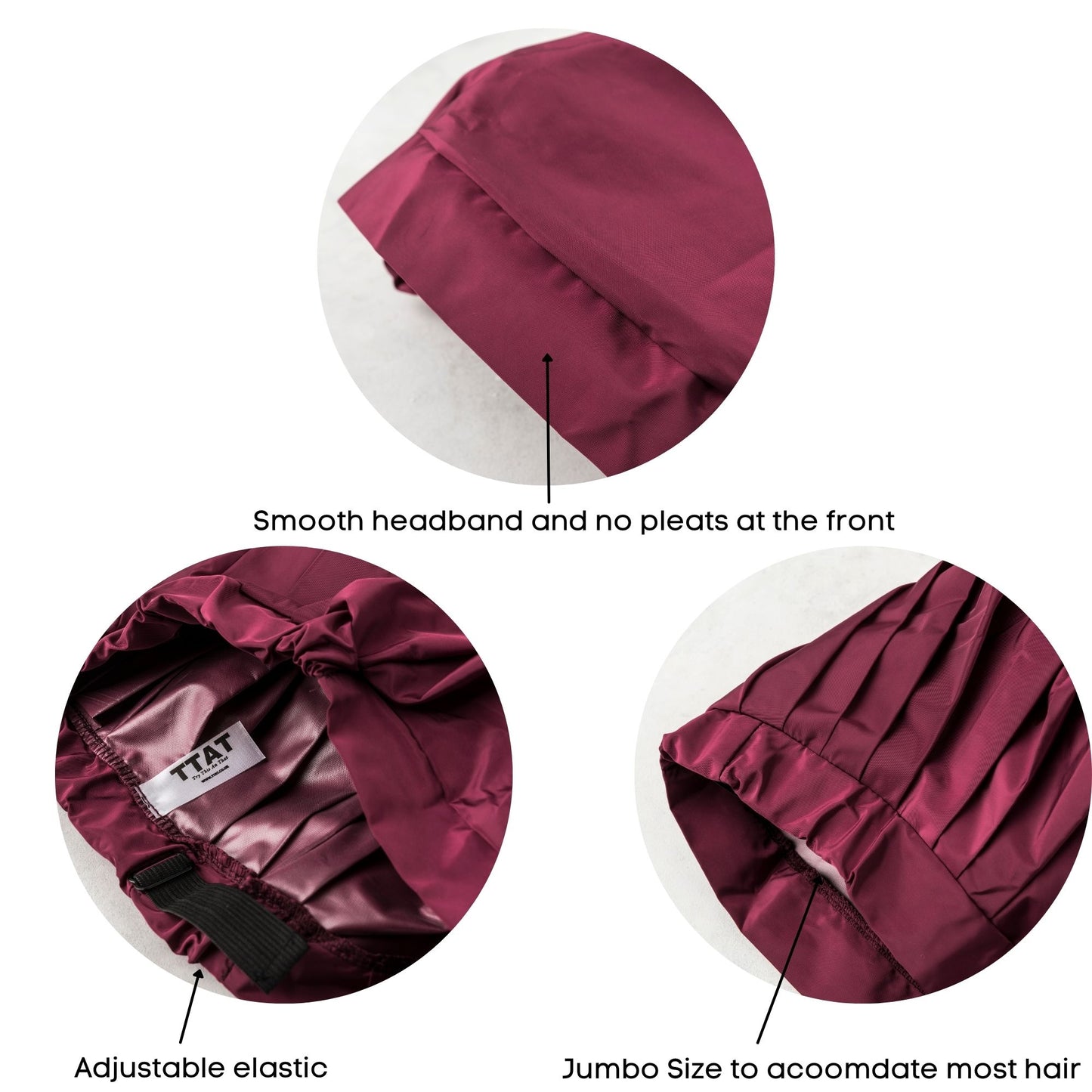 TTAT Shower Cap Jumbo Size Unisex  - Maroon