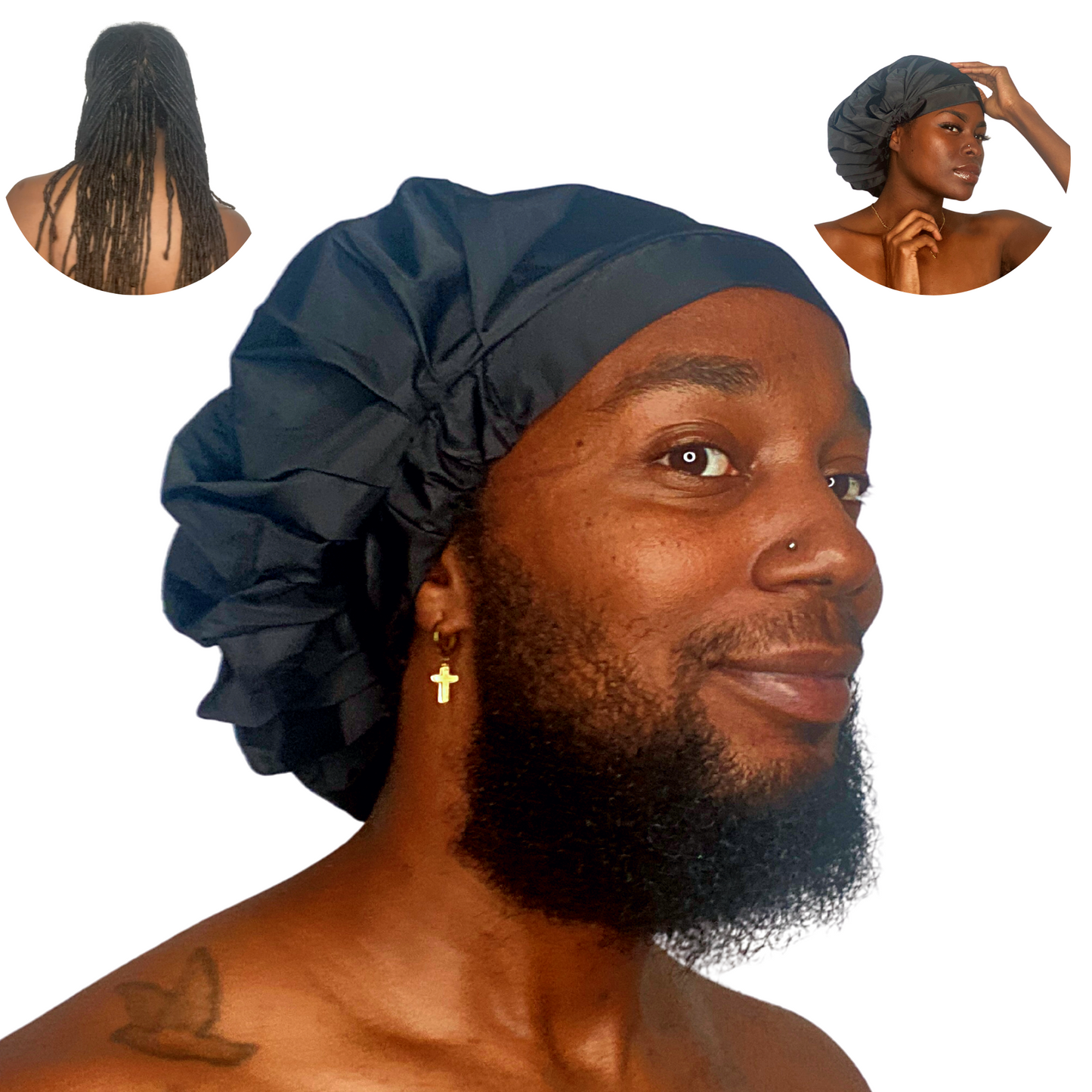 TTAT Shower Cap Extra Large Unisex  - Black