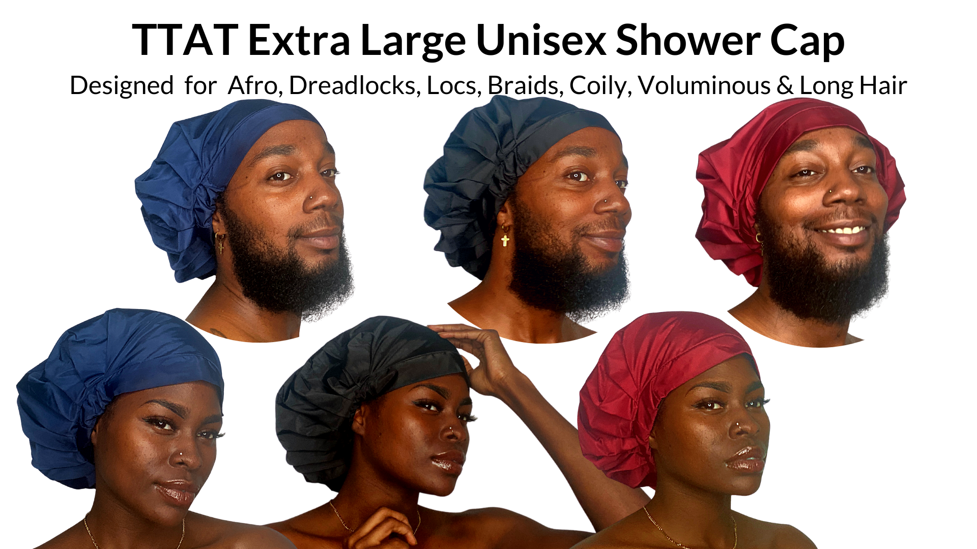 TTAT Shower Cap Extra Large Afro Long Thick Locs Braids Long Hair